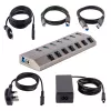 StarTech.com 7-portowy samozasilający się hub USB-C z indywidualnymi przełącznikami wł./wył., hub USB 3.0 5 Gb/s z zasilaczem, hub rozszerzający USB-C na USB-A do komputerów stacjonarnych/laptopów, hub USB Type-C z BC 1.2