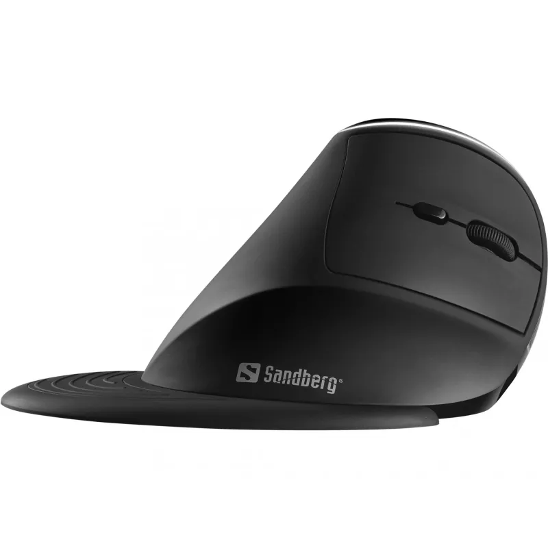Sandberg Wireless Vertical mysz Pro, Praworęczna, Konstrukcja pionowa, Optyczny, RF Wireless, 1600 DPI, Czarny