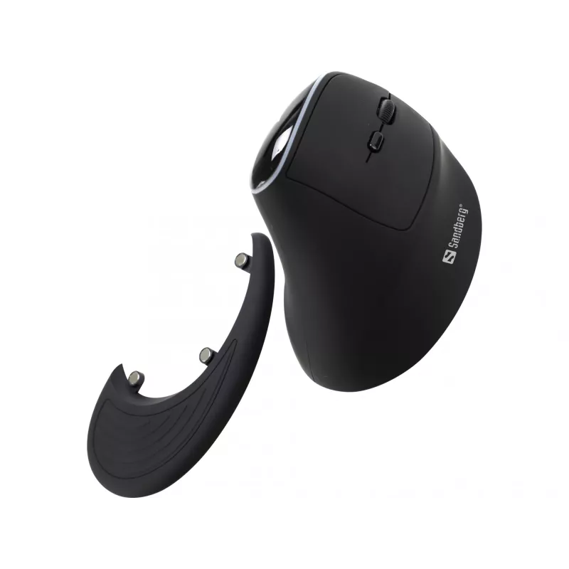 Sandberg Wireless Vertical mysz Pro, Praworęczna, Konstrukcja pionowa, Optyczny, RF Wireless, 1600 DPI, Czarny