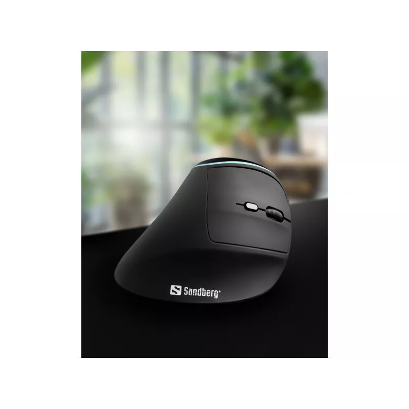 Sandberg Wireless Vertical mysz Pro, Praworęczna, Konstrukcja pionowa, Optyczny, RF Wireless, 1600 DPI, Czarny