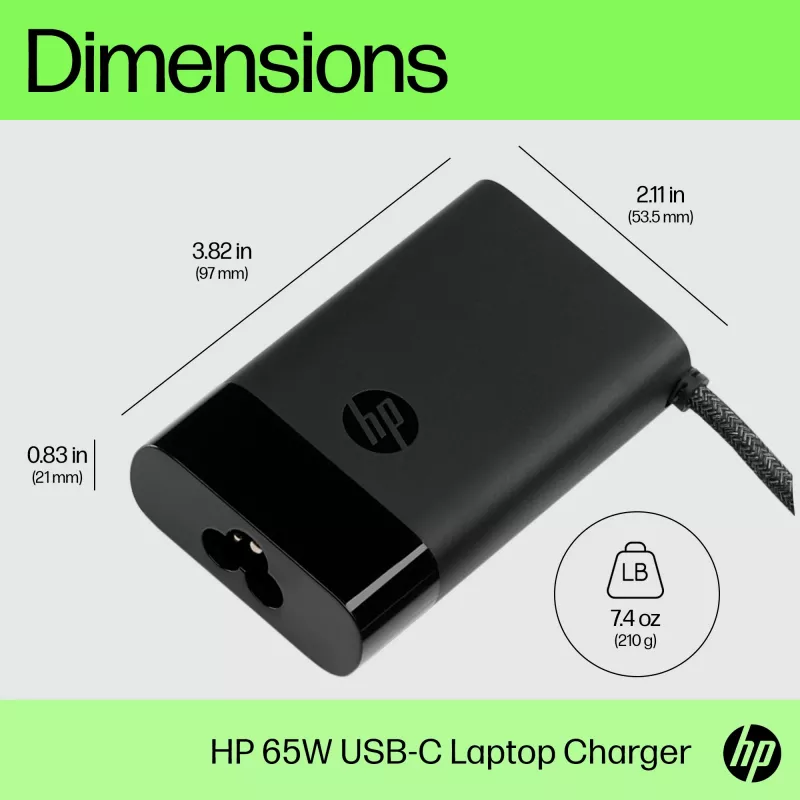 HP USB-C 65W Ładowarka do laptopa, Laptop, Wewnętrzny, 90 V, 47 - 63 Hz, 65 W, 5 - 20 V