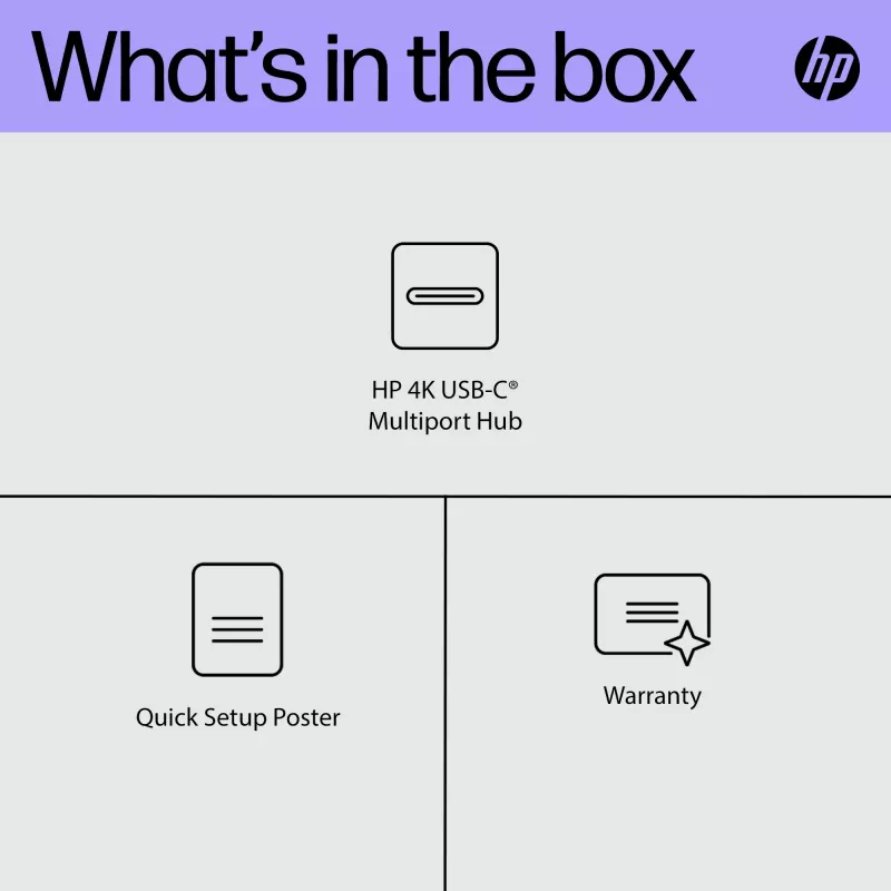HP 4K USB-C Multiport Hub, USB Type-C, USB 3.2 Gen 2 (3.1 Gen 2) Type-C, 10000 Mbit/s, Czarny, 4K Ultra HD, Chiny
