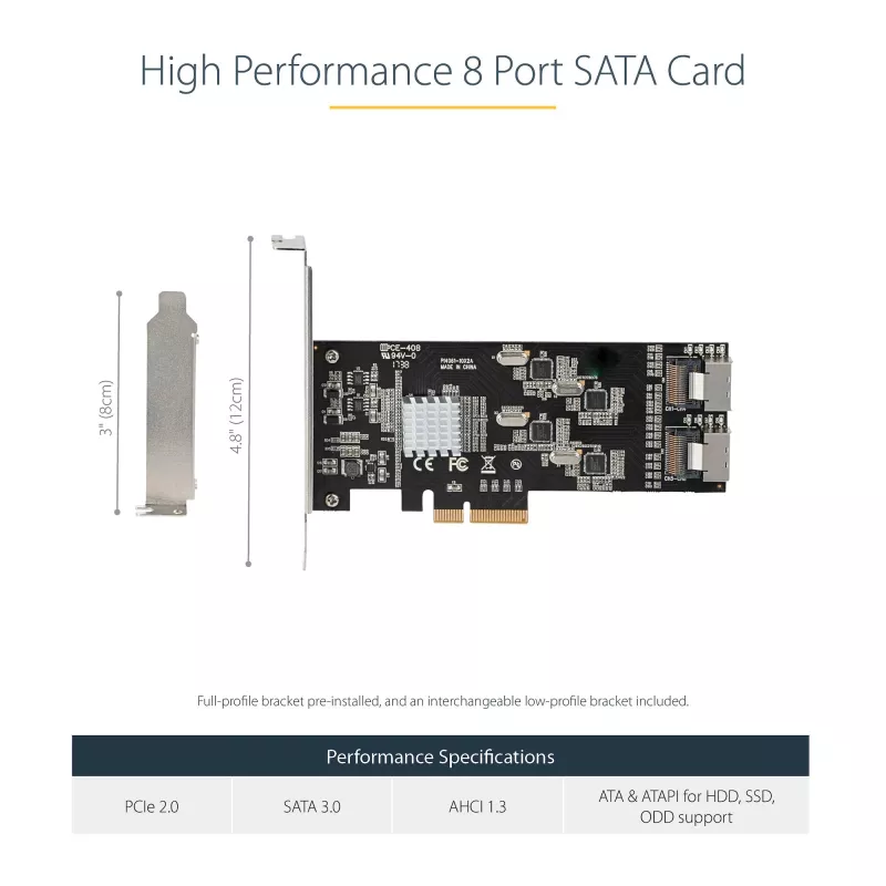 StarTech.com 8-portowa karta SATA PCIe - Karta rozszerzeń SATA PCI Express 6 Gb/s z 4 kontrolerami hosta - Kontroler SATA PCIe - PCI-e x4 Gen 2 na SATA III - SATA HDD/SSD