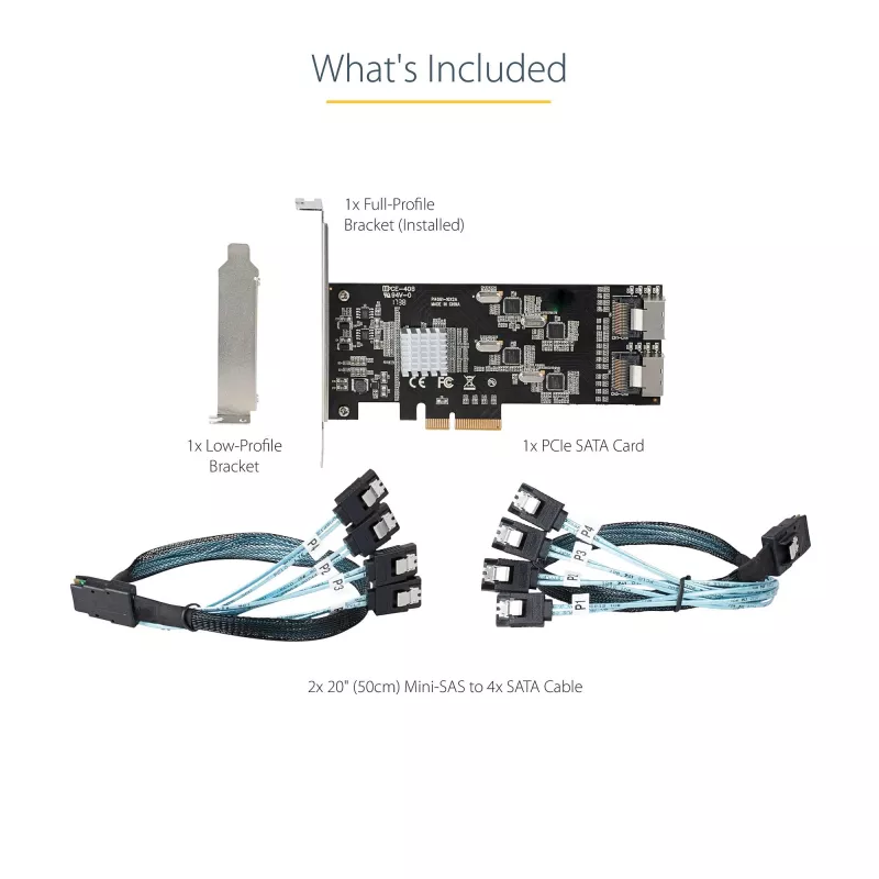 StarTech.com 8-portowa karta SATA PCIe - Karta rozszerzeń SATA PCI Express 6 Gb/s z 4 kontrolerami hosta - Kontroler SATA PCIe - PCI-e x4 Gen 2 na SATA III - SATA HDD/SSD