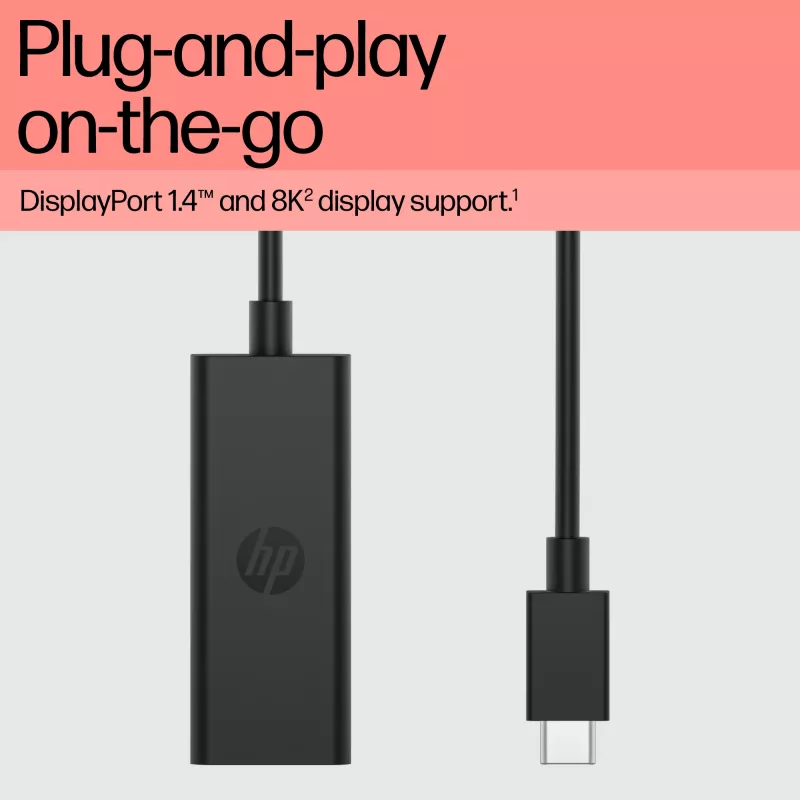 HP USB-C do DisplayPort Adapter G2, 0,12 m, DisplayPort, USB Type-C, żeński, męski, 7680 x 4320 pikseli