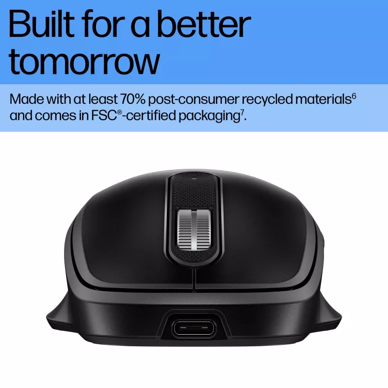 HP 510 Ultra-Fast Rechargeable Wireless mysz, Symetryczna, RF bezprzewodowa, 4000 DPI, czarna