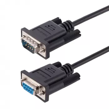 StarTech.com 3m RS232 Szeregowy kabel null modem, kabel krosowany z ekranowaniem Al-Mylar, kabel portu szeregowego COM DB9 żeński na męski, kompatybilny z urządzeniami DTE, czarny, F/M