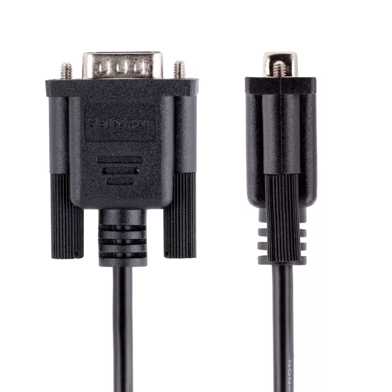 StarTech.com 3m RS232 Szeregowy kabel null modem, kabel krosowany z ekranowaniem Al-Mylar, kabel portu szeregowego COM DB9 żeński na męski, kompatybilny z urządzeniami DTE, czarny, F/M