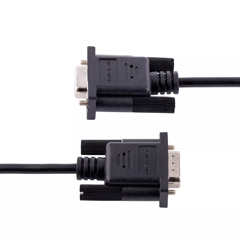 StarTech.com 3m RS232 Szeregowy kabel null modem, kabel krosowany z ekranowaniem Al-Mylar, kabel portu szeregowego COM DB9 żeński na męski, kompatybilny z urządzeniami DTE, czarny, F/M