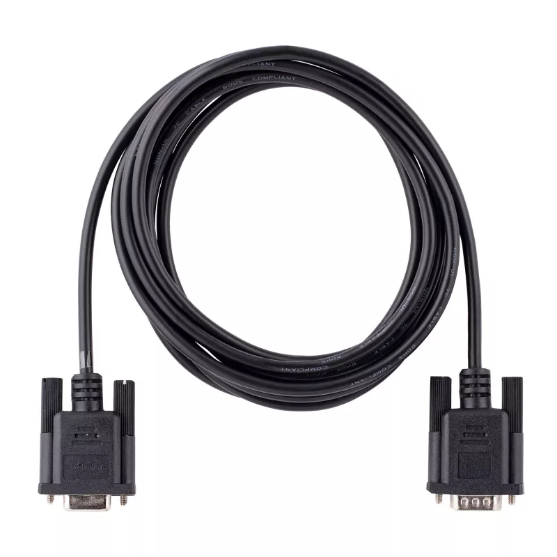 StarTech.com 3m RS232 Szeregowy kabel null modem, kabel krosowany z ekranowaniem Al-Mylar, kabel portu szeregowego COM DB9 żeński na męski, kompatybilny z urządzeniami DTE, czarny, F/M