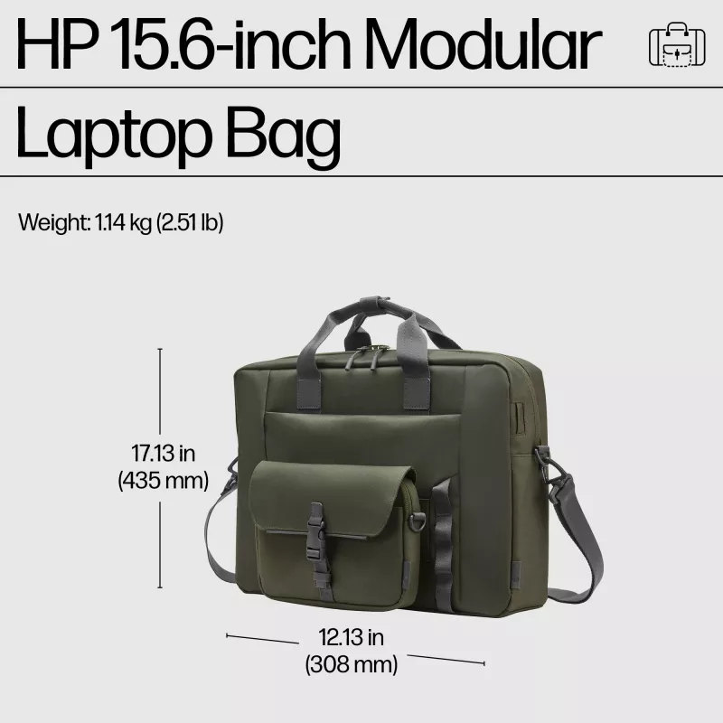 HP 15.6-inch Modular Laptop Bag, Messenger case, 39.6 cm (15.6 inch), 1.14 kg