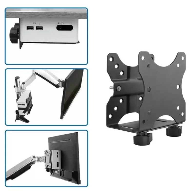 StarTech.com Uchwyt do Thin Clienta - Wspornik montażowy VESA, Uchwyt na CPU montowany na stojaku monitora, Mały desktop, 5 kg, 75 x 75,100 x 100 mm, Czarny, Plastik, Stal