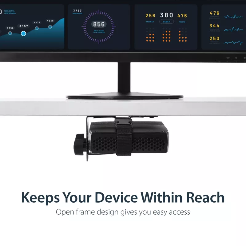 StarTech.com Uchwyt do Thin Clienta - Wspornik montażowy VESA, Uchwyt na CPU montowany na stojaku monitora, Mały desktop, 5 kg, 75 x 75,100 x 100 mm, Czarny, Plastik, Stal