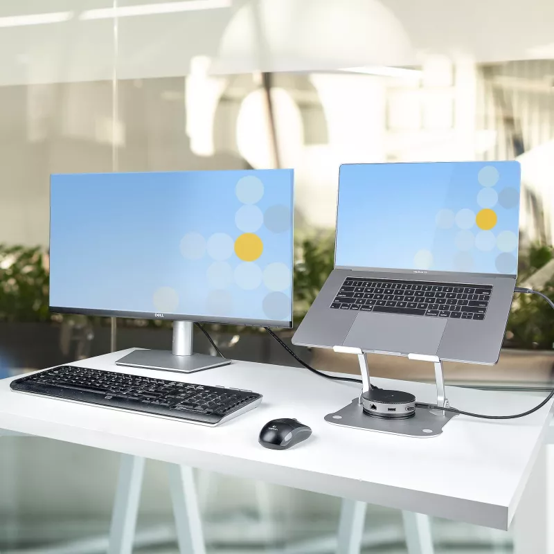 StarTech.com Stojak na laptopa na biurko, Ergonomiczny stojak na laptopa z regulacją wysokości, Aluminiowy, Przenośny, Wytrzymuje do 22 funtów (10 kg), Składany uchwyt na laptopa na biurko - Podstawka/podnośnik pod notebooka pod kątem