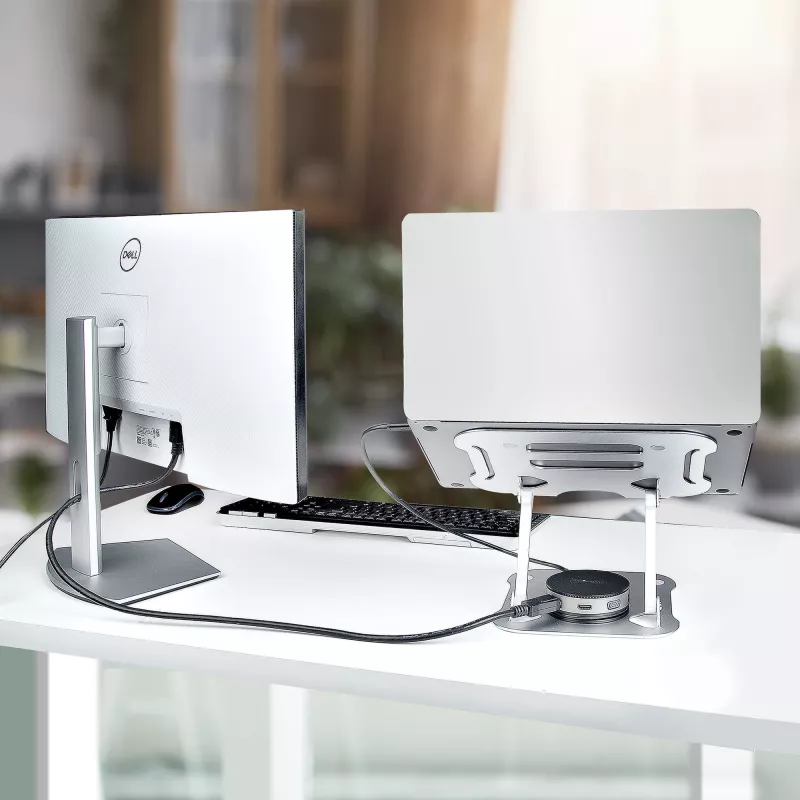StarTech.com Stojak na laptopa na biurko, Ergonomiczny stojak na laptopa z regulacją wysokości, Aluminiowy, Przenośny, Wytrzymuje do 22 funtów (10 kg), Składany uchwyt na laptopa na biurko - Podstawka/podnośnik pod notebooka pod kątem