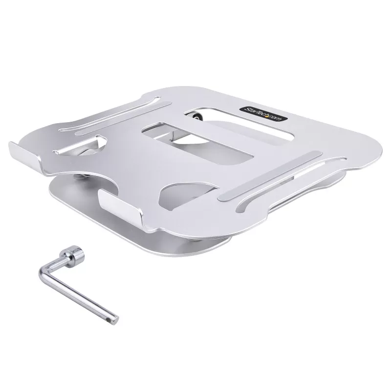 StarTech.com Stojak na laptopa na biurko, Ergonomiczny stojak na laptopa z regulacją wysokości, Aluminiowy, Przenośny, Wytrzymuje do 22 funtów (10 kg), Składany uchwyt na laptopa na biurko - Podstawka/podnośnik pod notebooka pod kątem