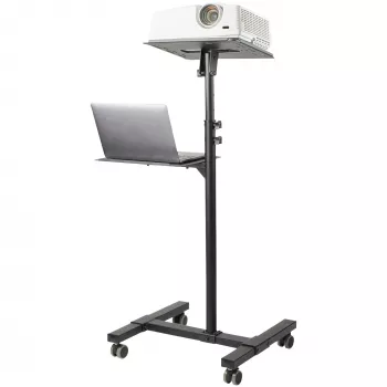 StarTech.com Mobilny stojak/wózek na projektor i laptopa — wytrzymały przenośny stojak na projektor (2 półki, każda udźwig 22 funty/10 kg) — wózek prezentacyjny na kółkach z regulacją wysokości i blokadą