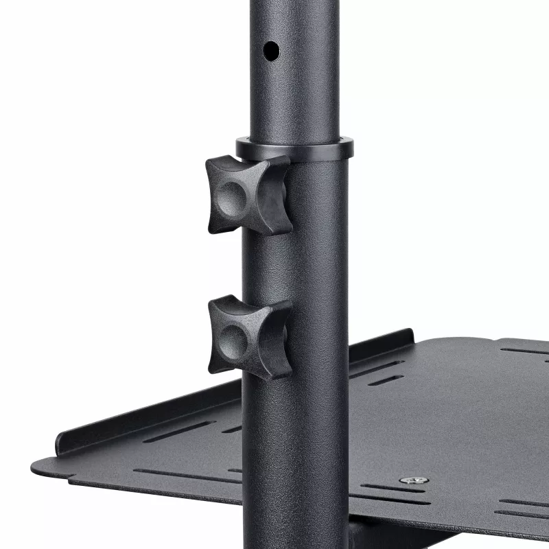 StarTech.com Mobilny stojak/wózek na projektor i laptopa — wytrzymały przenośny stojak na projektor (2 półki, każda udźwig 22 funty/10 kg) — wózek prezentacyjny na kółkach z regulacją wysokości i blokadą