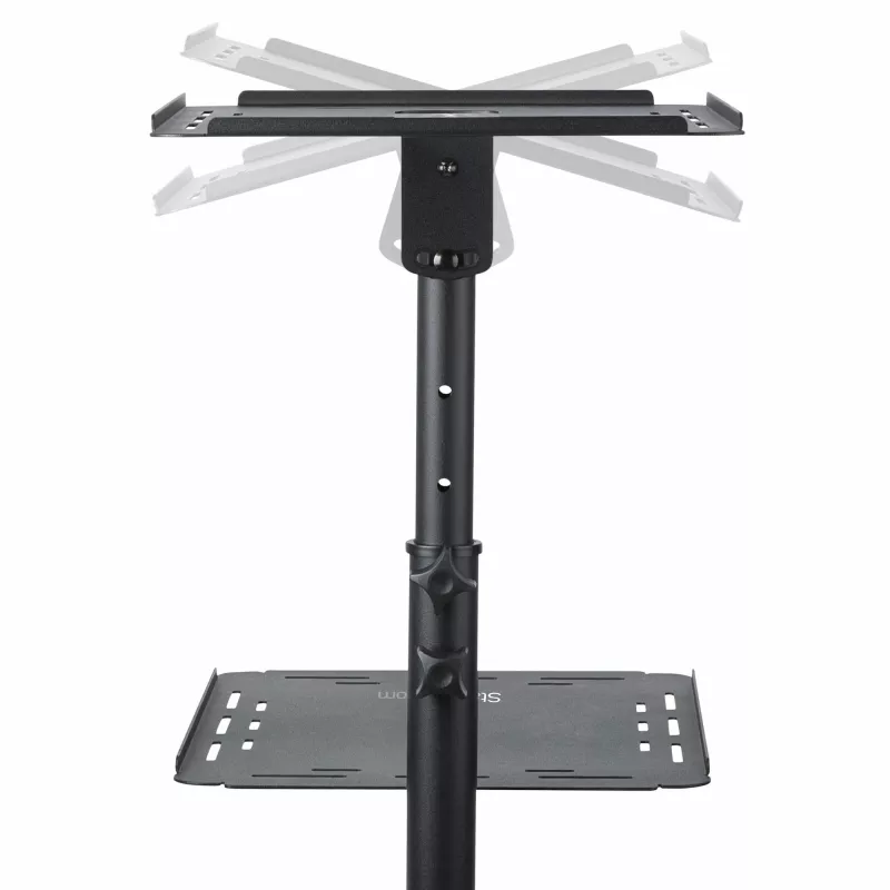 StarTech.com Mobilny stojak/wózek na projektor i laptopa — wytrzymały przenośny stojak na projektor (2 półki, każda udźwig 22 funty/10 kg) — wózek prezentacyjny na kółkach z regulacją wysokości i blokadą