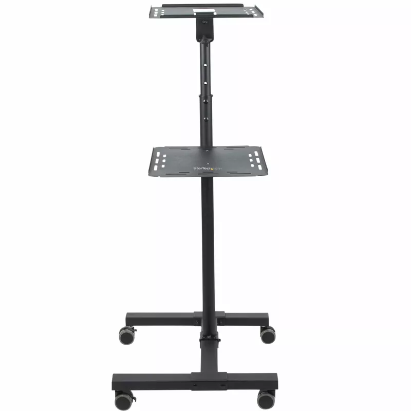 StarTech.com Mobilny stojak/wózek na projektor i laptopa — wytrzymały przenośny stojak na projektor (2 półki, każda udźwig 22 funty/10 kg) — wózek prezentacyjny na kółkach z regulacją wysokości i blokadą