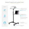 StarTech.com Mobilny stojak/wózek na projektor i laptopa — wytrzymały przenośny stojak na projektor (2 półki, każda udźwig 22 funty/10 kg) — wózek prezentacyjny na kółkach z regulacją wysokości i blokadą