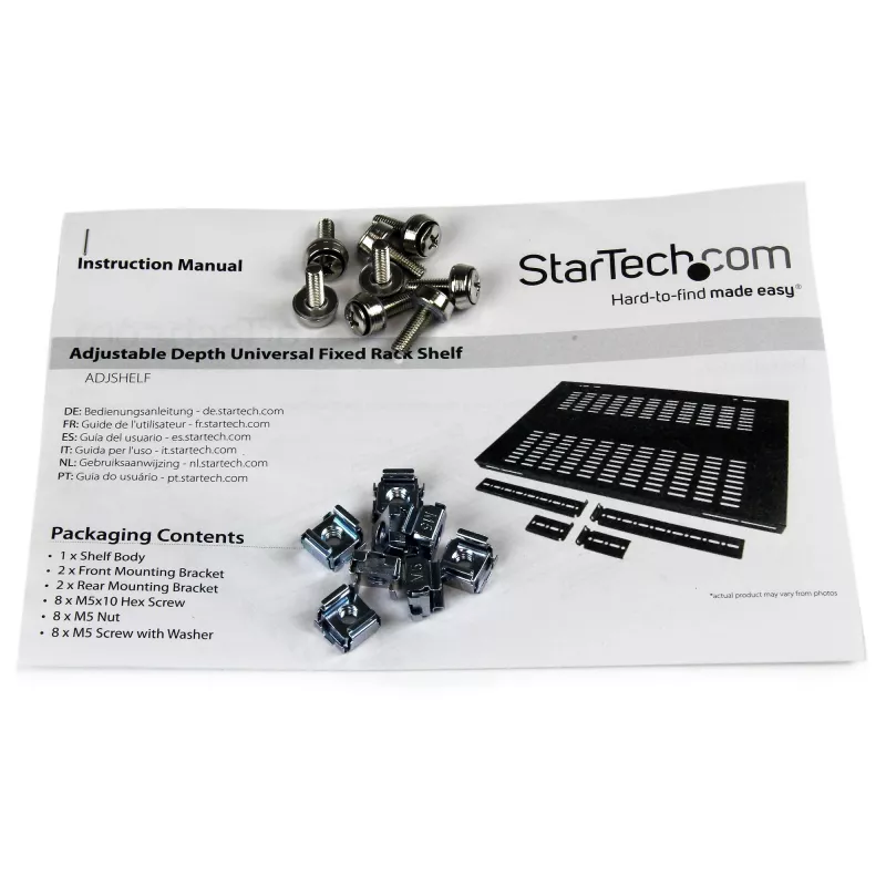 StarTech.com 1U Regulowana wentylowana półka do montażu w szafie serwerowej - 175lbs - regulowana głębokość montażu od 19,5 do 38 cali - Uniwersalna taca do szaf 19-calowych na sprzęt AV/sieciowy - głębokość 27,5 cala