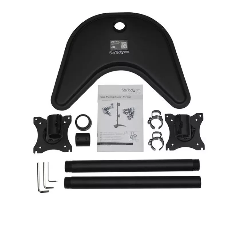StarTech.com Podwójny stojak na monitory – pionowy, wolnostojący, 10 kg, 33 cm (13 cali), 68,6 cm (27 cali), 100 x 100 mm, Czarny