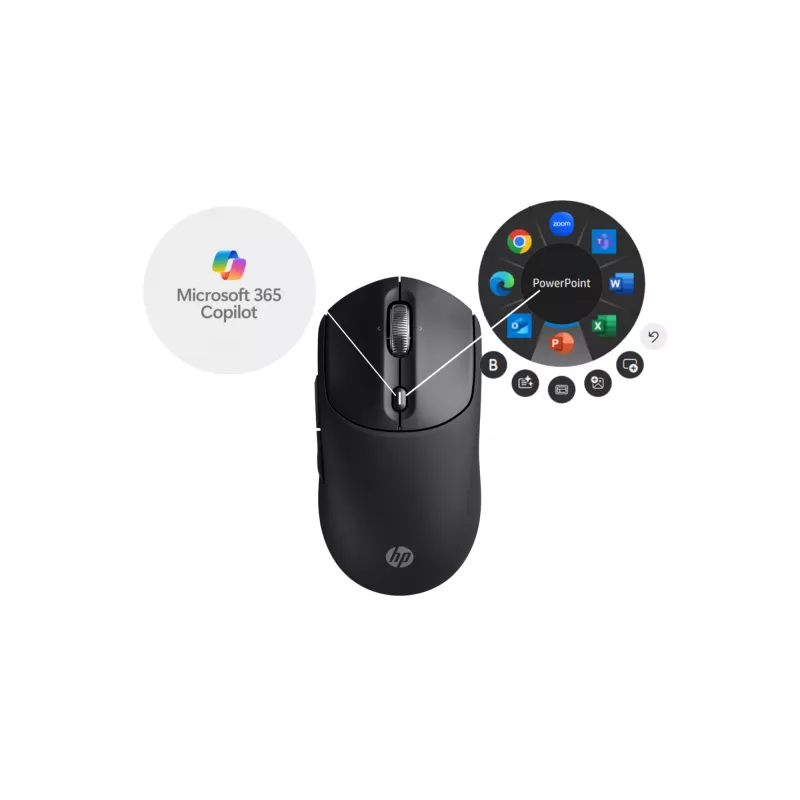 HP 700 Ładowalna Mysz Bezprzewodowa, Symetryczna, RF Bezprzewodowa + Bluetooth, 6000 DPI, Czarna