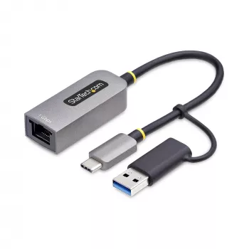 StarTech.com Adapter USB-C na Ethernet z kluczem USB-A, 10/100/1000 Mb/s, Adapter sieciowy USB 3.0 na Gigabit Ethernet, Dołączony kabel 15 cm, Adapter USB GbE