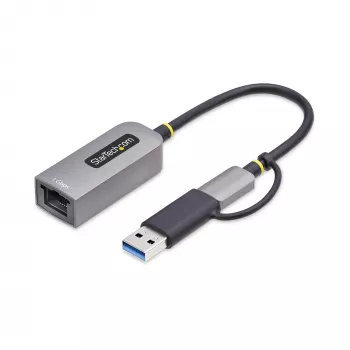 StarTech.com Adapter USB-C na Ethernet z kluczem USB-A, 10/100/1000 Mb/s, Adapter sieciowy USB 3.0 na Gigabit Ethernet, Dołączony kabel 15 cm, Adapter USB GbE