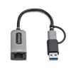 StarTech.com Adapter USB-C na Ethernet z kluczem USB-A, 10/100/1000 Mb/s, Adapter sieciowy USB 3.0 na Gigabit Ethernet, Dołączony kabel 15 cm, Adapter USB GbE