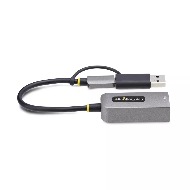 StarTech.com Adapter USB-C na Ethernet z kluczem USB-A, 10/100/1000 Mb/s, Adapter sieciowy USB 3.0 na Gigabit Ethernet, Dołączony kabel 15 cm, Adapter USB GbE