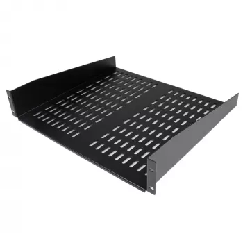 StarTech.com Półka do szafy serwerowej 2U - Uniwersalna wentylowana półka wspornikowa do montażu w szafie rack 19 inch - stal o dużej wytrzymałości - udźwig 22,6 kg - głębokość 16 inch, czarna