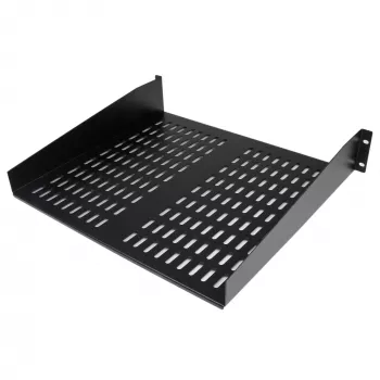 StarTech.com Półka do szafy serwerowej 2U - Uniwersalna wentylowana półka wspornikowa do montażu w szafie rack 19 inch - stal o dużej wytrzymałości - udźwig 22,6 kg - głębokość 16 inch, czarna