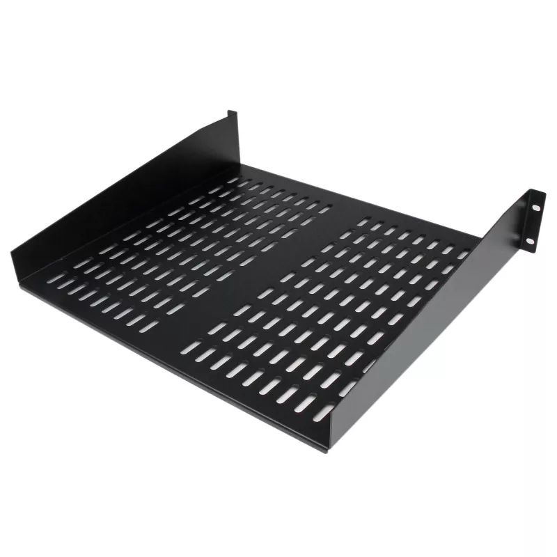 StarTech.com Półka do szafy serwerowej 2U - Uniwersalna wentylowana półka wspornikowa do montażu w szafie rack 19 inch - stal o dużej wytrzymałości - udźwig 22,6 kg - głębokość 16 inch, czarna