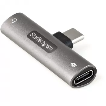 StarTech.com USB C Audio & Charge Adapter - adapter audio USB-C z gniazdem słuchawkowym/zestawem słuchawkowym TRRS 3,5 mm i ładowarką przelotową USB Type-C Power Delivery 60 W - do telefonu/tabletu/laptopa USB-C