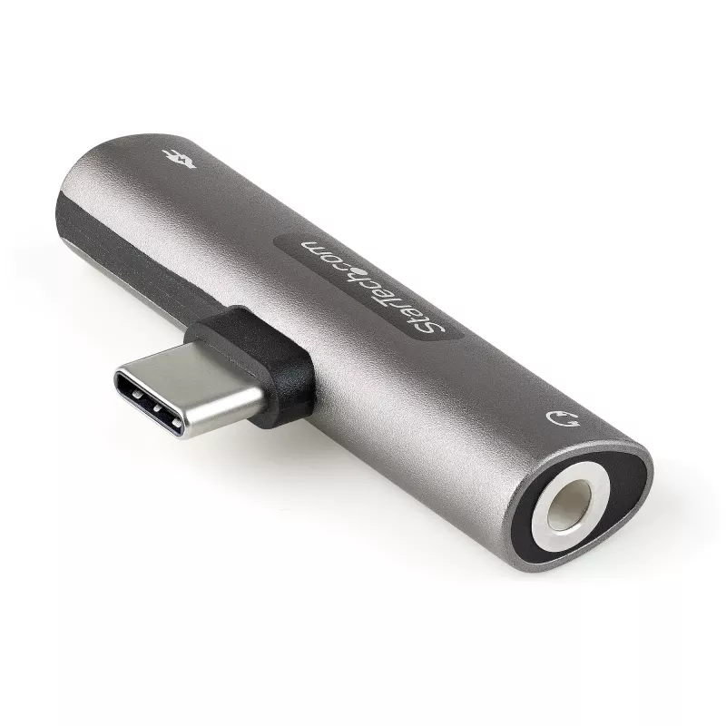 StarTech.com USB C Audio & Charge Adapter - adapter audio USB-C z gniazdem słuchawkowym/zestawem słuchawkowym TRRS 3,5 mm i ładowarką przelotową USB Type-C Power Delivery 60 W - do telefonu/tabletu/laptopa USB-C