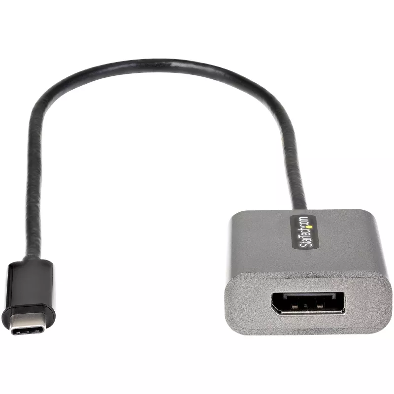 StarTech.com Adapter USB-C na DisplayPort - 8K/4K 60Hz USB-C do DisplayPort 1.4 Klucz sprzętowy - Konwerter wideo USB Type-C na DP Monitor - Współpracuje z Thunderbolt 3 - z dołączonym kablem o długości 12 cali