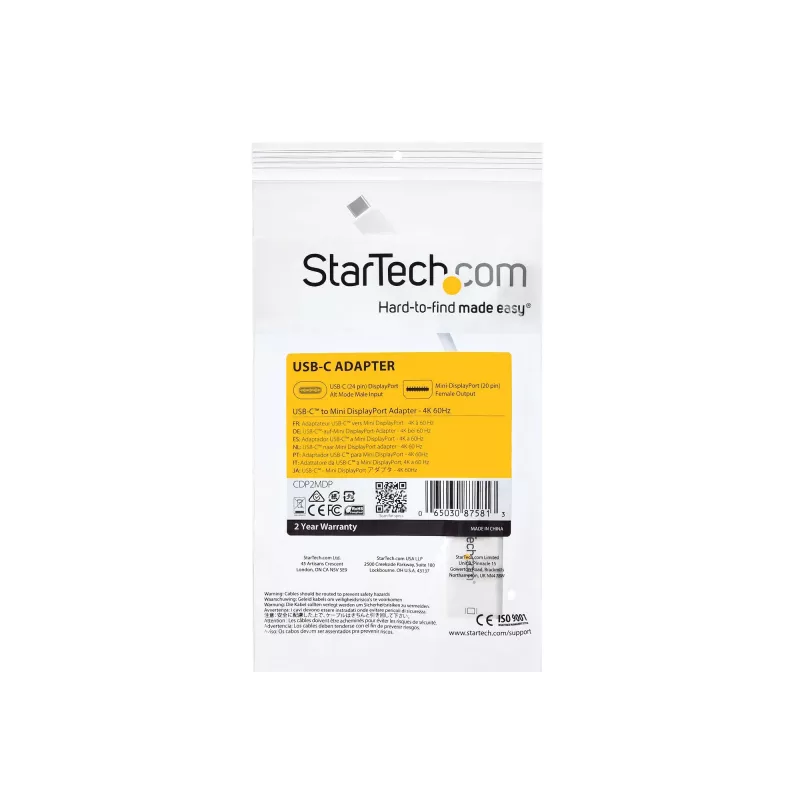 Adapter StarTech.com USB-C do Mini DisplayPort – 4K 60 Hz – biały – Adapter USB 3.1 Typu-C do Mini DP – Ulepszona wersja to CDP2MDPEC