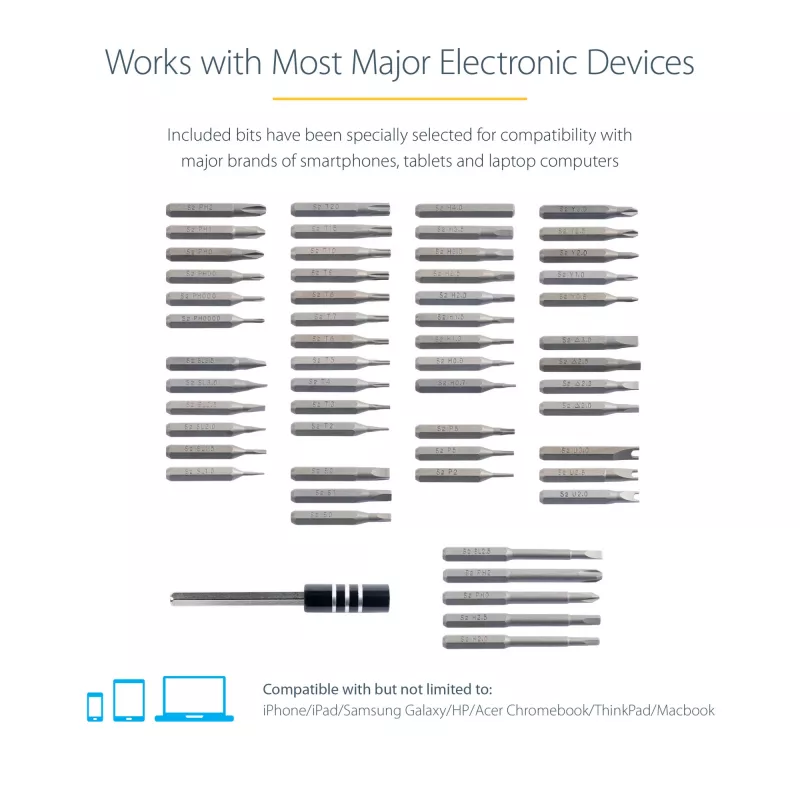 StarTech.com 55-Bit Electric Precision Screwdriver Set - Portable Cordless bateria Powered Bit Driver Kit for Electronic, Laptop, Computers, Tablet & Phone Repairs - Magnetic Work Pad