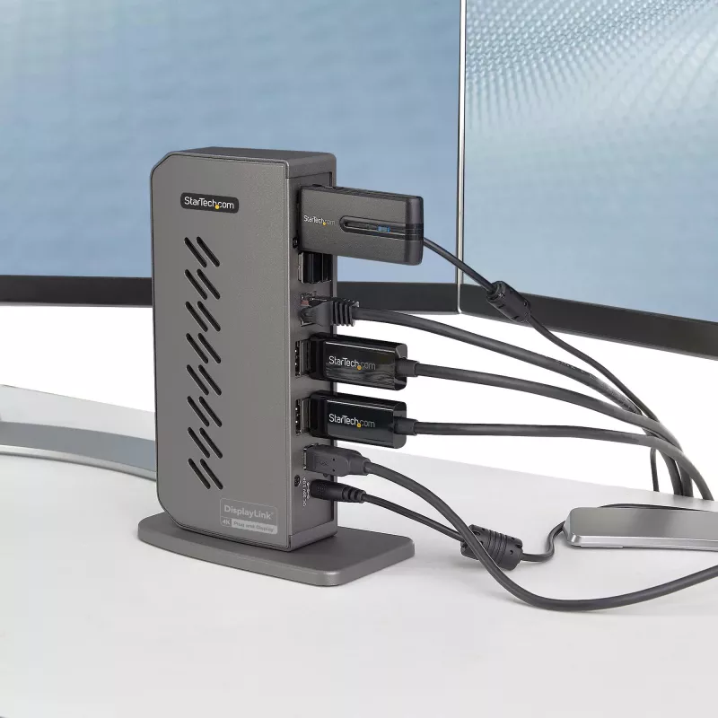 StarTech.com USB-C USB-A Dock - Hybrydowa uniwersalna stacja dokująca USB 3.0 do laptopów USB-C lub USB-A - Dwa monitory 4K 60Hz HDMI/DisplayPort - 6x USB-A, GbE - USB 3.1 Gen 1 - Windows/Mac