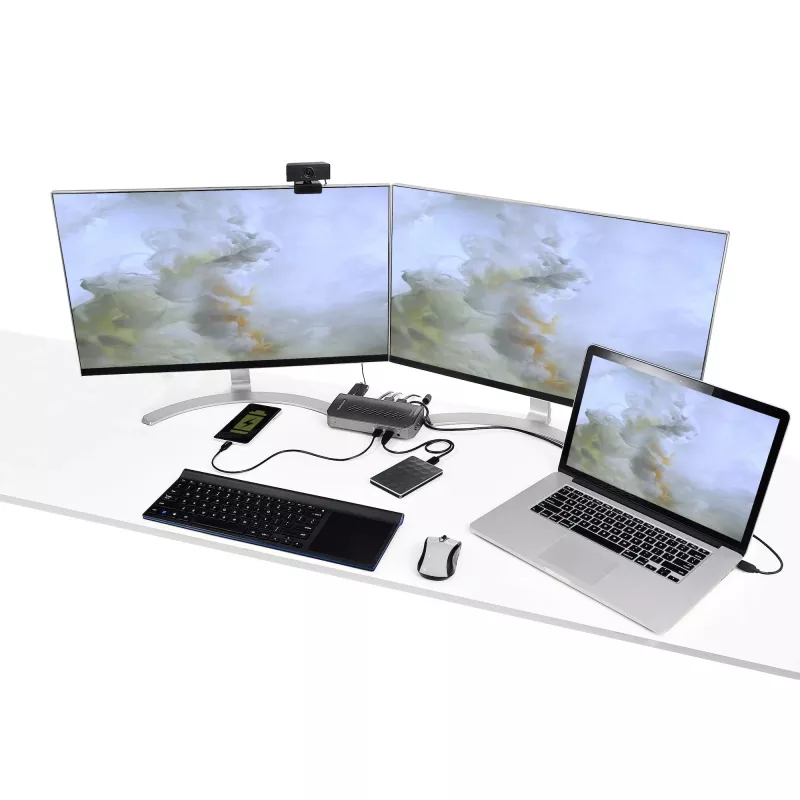 StarTech.com USB-C USB-A Dock - Hybrydowa uniwersalna stacja dokująca USB 3.0 do laptopów USB-C lub USB-A - Dwa monitory 4K 60Hz HDMI/DisplayPort - 6x USB-A, GbE - USB 3.1 Gen 1 - Windows/Mac