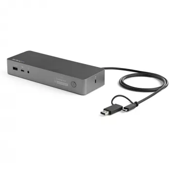 StarTech.com Uniwersalna stacja dokująca do laptopa, hybrydowa stacja dokująca USB-C i USB-A, podwójne 4K DP i HDMI, 100W PD, Mac / Windows / Chrome OS, 4-portowy hub USB 5Gbps, GbE