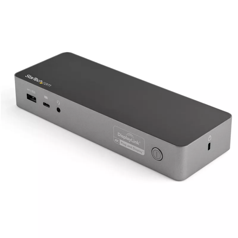 StarTech.com Uniwersalna stacja dokująca do laptopa, hybrydowa stacja dokująca USB-C i USB-A, podwójne 4K DP i HDMI, 100W PD, Mac / Windows / Chrome OS, 4-portowy hub USB 5Gbps, GbE