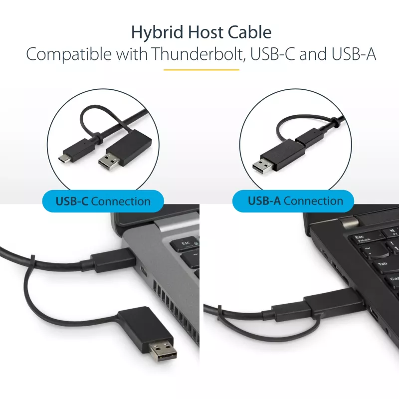 StarTech.com Uniwersalna stacja dokująca do laptopa, hybrydowa stacja dokująca USB-C i USB-A, podwójne 4K DP i HDMI, 100W PD, Mac / Windows / Chrome OS, 4-portowy hub USB 5Gbps, GbE