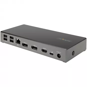 Stacja dokująca USB-C StarTech.com - Potrójny monitor 4K - 100W Power Delivery - DP 1.4 Alt Mode i DSC, 2x DisplayPort 1.4/HDMI 2.0 - 6xUSB (2x 10Gbps) - Windows/Chrome