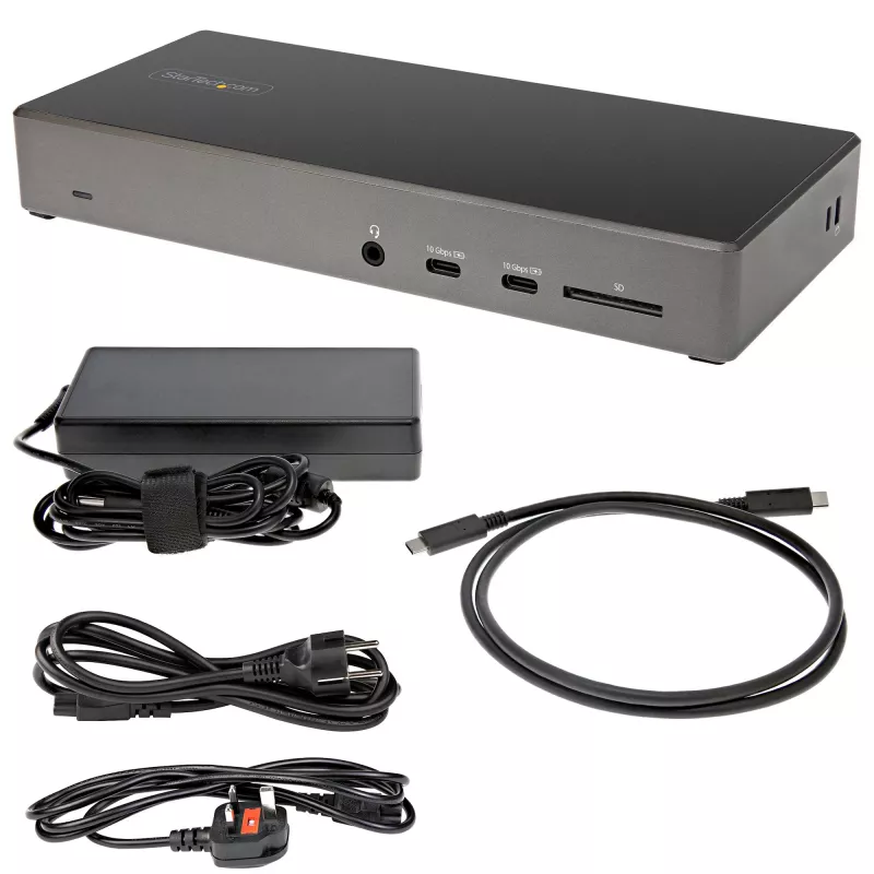 Stacja dokująca USB-C StarTech.com - Potrójny monitor 4K - 100W Power Delivery - DP 1.4 Alt Mode i DSC, 2x DisplayPort 1.4/HDMI 2.0 - 6xUSB (2x 10Gbps) - Windows/Chrome