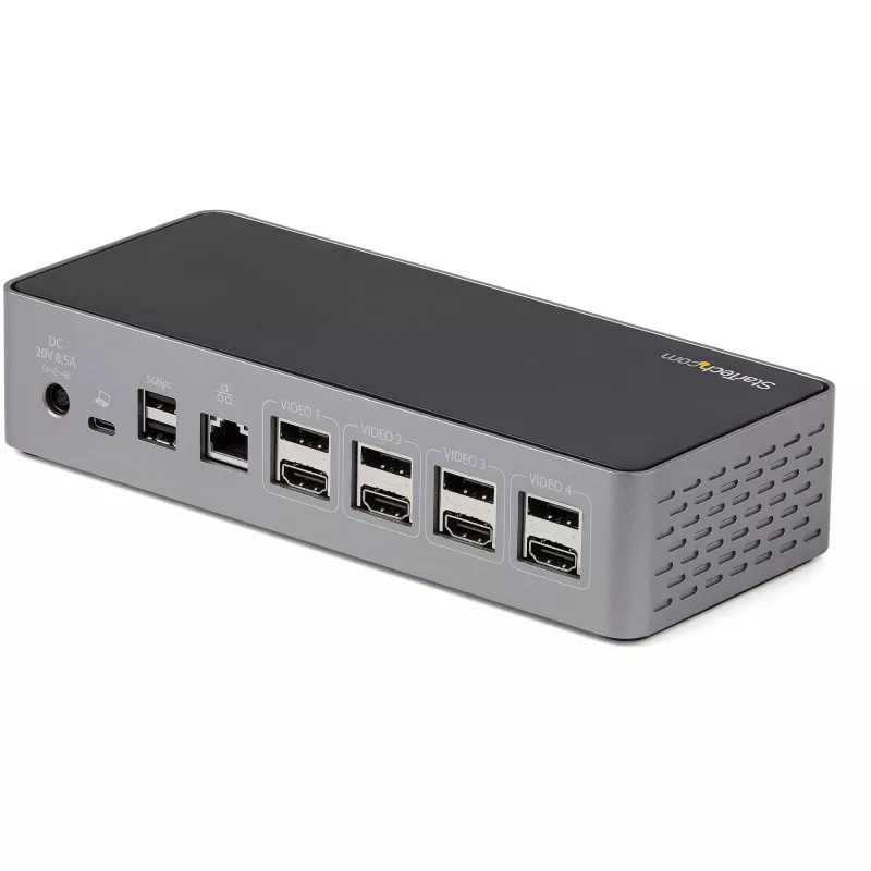 StarTech.com Stacja dokująca USB-C – 4K 60Hz, cztery monitory DisplayPort i HDMI – Uniwersalna stacja dokująca USB-C z zasilaniem 100W – Hub USB z 1x USB Type-C i 3x USB-A, Ethernet, Audio