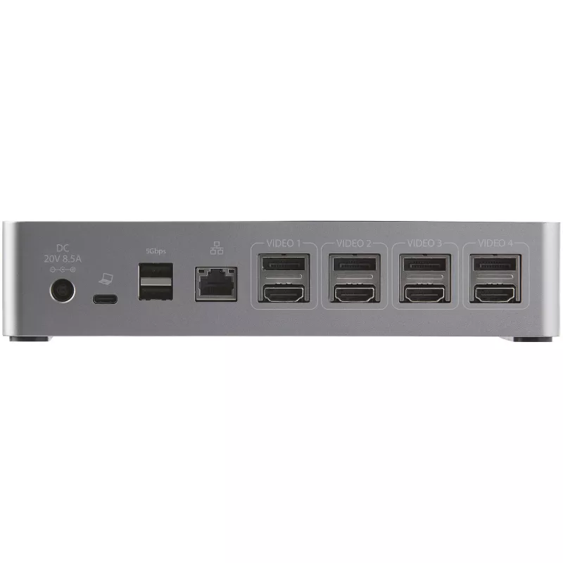 StarTech.com Stacja dokująca USB-C – 4K 60Hz, cztery monitory DisplayPort i HDMI – Uniwersalna stacja dokująca USB-C z zasilaniem 100W – Hub USB z 1x USB Type-C i 3x USB-A, Ethernet, Audio