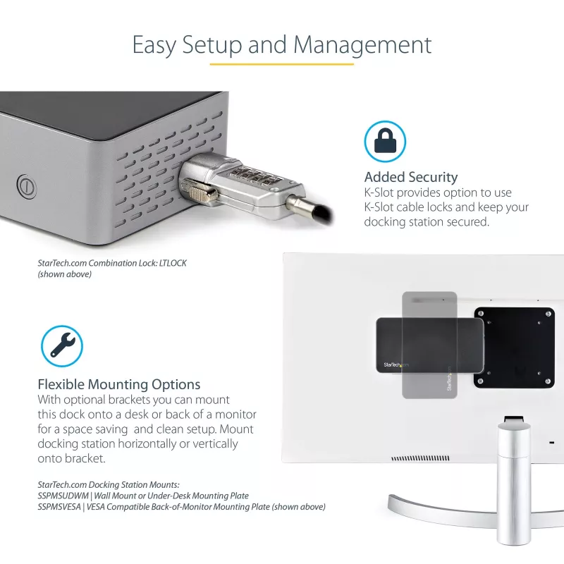 StarTech.com Stacja dokująca USB-C – 4K 60Hz, cztery monitory DisplayPort i HDMI – Uniwersalna stacja dokująca USB-C z zasilaniem 100W – Hub USB z 1x USB Type-C i 3x USB-A, Ethernet, Audio